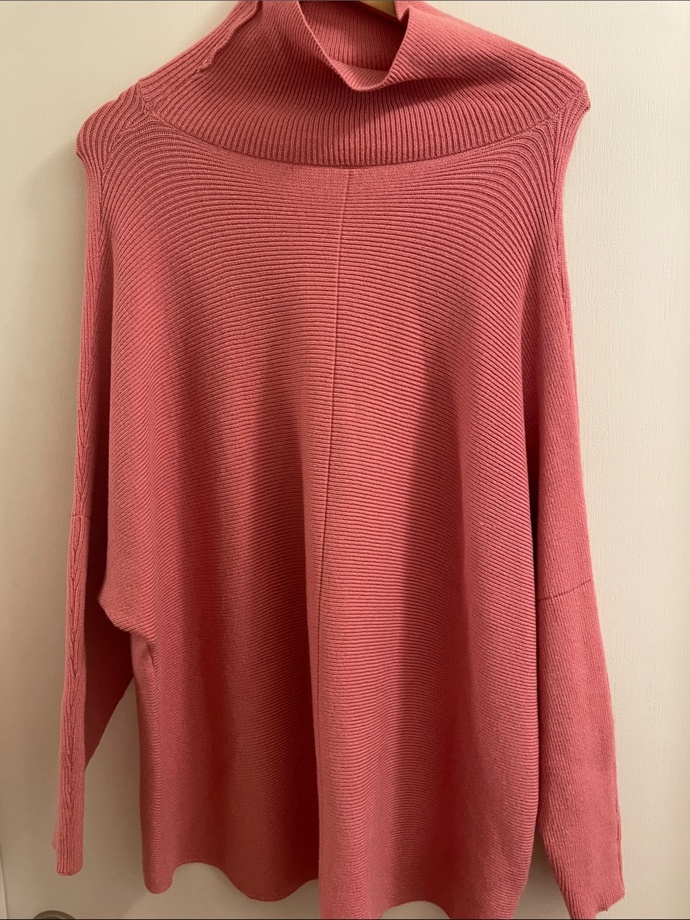 Amazon Women's Ribbed Cowl Neck Sweater - Rose Pink